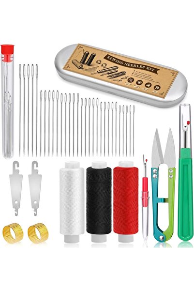 Choice مجموعة واحدة من إبر الخياطة الفولاذية ذات العيون الكبيرة من MIUSIE، 42...