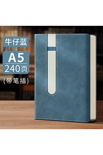 Choice Navy Blue Customized Skin-feel Leather Notebook with Built-in Pen Plug...