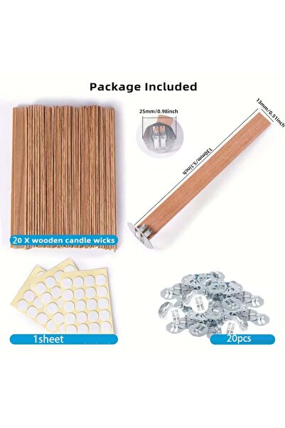 Choice مجموعة مكونة من 60 قطعة لصنع الشموع، تتضمن 20 فتيلة خشبية للشموع، و20 ...