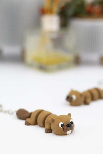 Modello Craft Articulated Kunduz Keychain |   Movable Beaver Figure |   Flexi...