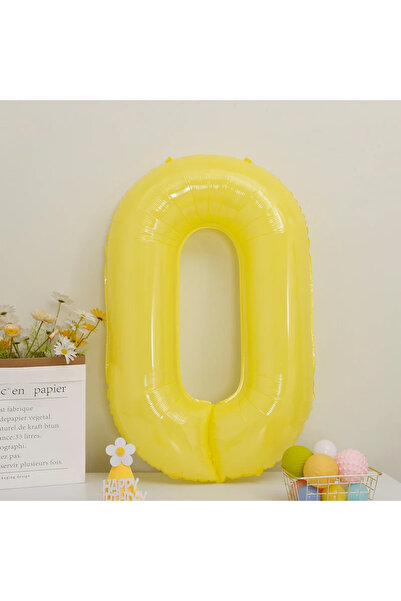 Choice بالون رقم 0 مقاس 40 بوصة، قطعة واحدة، لون أصفر ليموني، بالونات رقمية م...