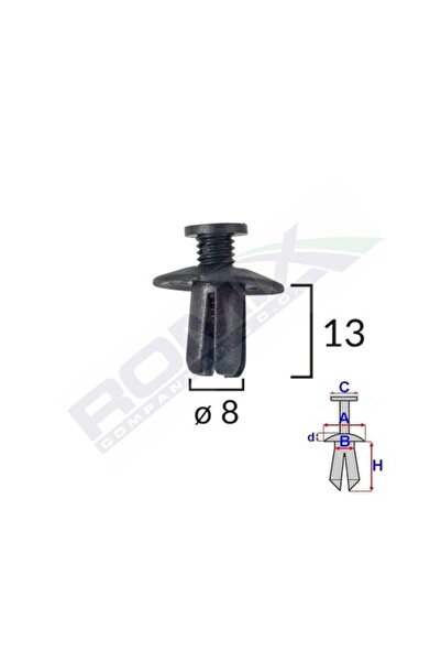 ROMİX Clips Fixare Pentru Hyundaikiamazda - Negru Set 10 Buc