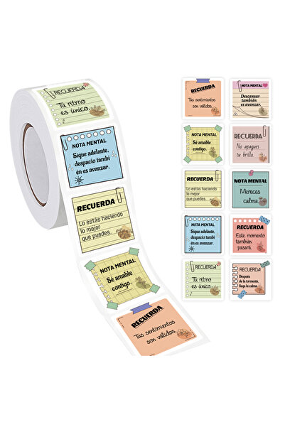 Choice MULTI 500 Pcs Spanish Mental Reminder Stickers Roll -Self-Adhesive Scr...