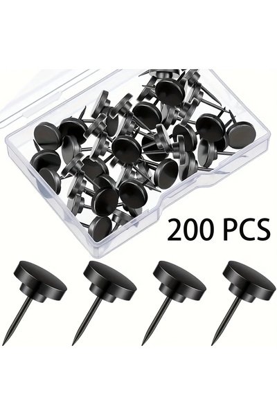 Choice black 200 Pcs Strong Push Pins Thumb Tacks Flat Steel Point for Bullet...