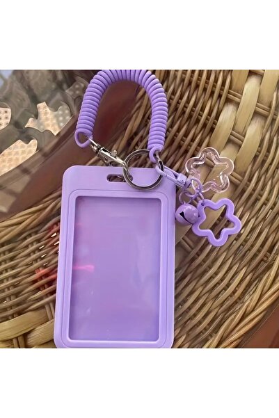 Choice 1 set colorful star-shaped retractable plastic ID card holder with key...