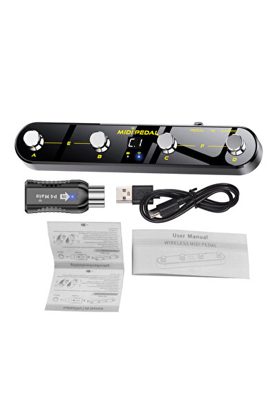 Choice black Wireless MIDI Controller Pedal 5 Modes Digital Display 25Hrs USB...