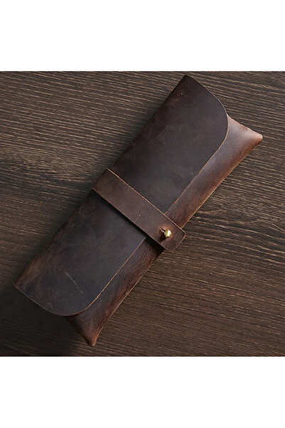 Choice Coffee Vintage Genuine Leather Pencil Case Holder Handmade Zipper Pen ...