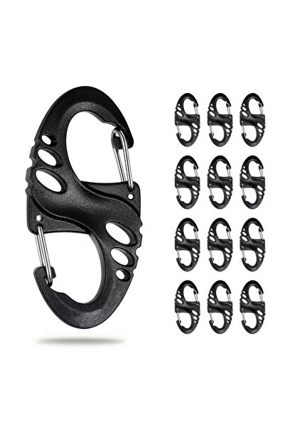 Choice GK2093 12 مشبك كارابين أسود، عبوة من 12 قطعة، مشابك كارابين بلاستيكية ...