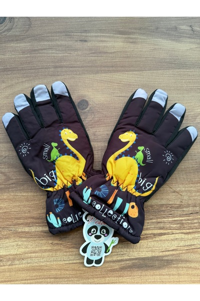 Blotch Dino Dinosaur Black Color Lined Children's Ski and Snow Gloves for Age...