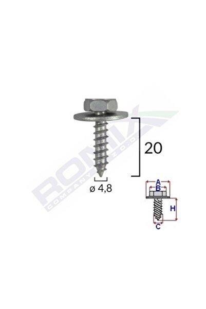 ROMİX Surub Fixare Elemente Motor Pentru Toyota 48X20Mm Set 10 Buc