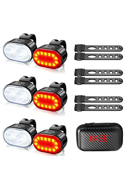 Heinast مجموعة إضاءة أمامية وخلفية للدراجة الهوائية (3 حقائب) / مجموعة مصباح ...