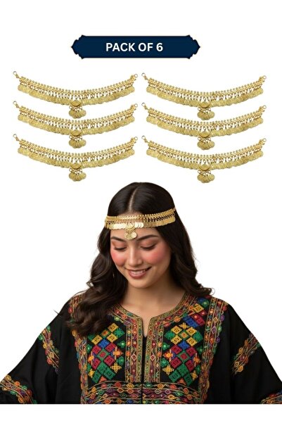 Premium مجوهرات رأس ذهبية تقليدية من عسيري للنساء، أغطية رأس من العملات الترا...