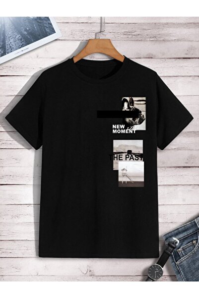 EYAX MODA Tricou oversize unisex The Past Negru