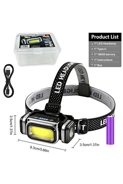 Choice مصباح رأس أسود من قطعة واحدة بتقنية COB، مصباح يدوي EDC قابل لإعادة ال...