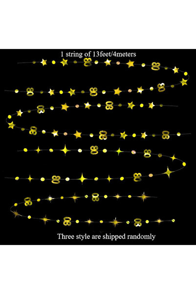 Choice1 لافتة ذهبية فاخرة بخيط واحد مزينة برقم 80، دائرة منقطة، ونجمة متلألئة