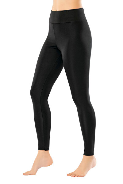 Arseno Γυναικείο μακρύ κολάν ψηλόμεσο στυλ κατάδυσης μονόχρωμο μαύρο - Μαύρο ...