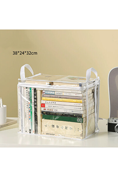 Choice صندوق كتب أبيض كبير قابل للطي، منظم كتب شفاف مقاوم للماء، مناسب لسكن ا...