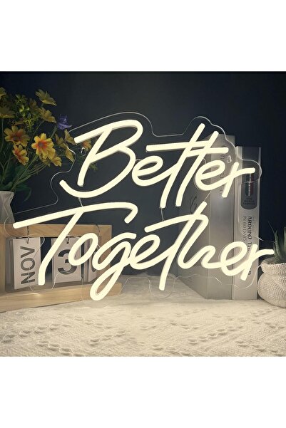 Slasa لوحة نيون "معًا أفضل" – 42×30 سم، إضاءة LED بيضاء دافئة، قابلة للتعتيم،...