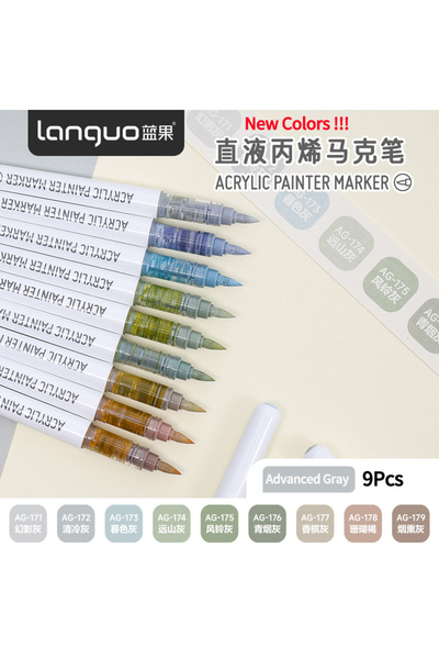 Choice Advanced Gray 207Colors LANGUO Direct Liquid Acrylic Markers Soft Brus...