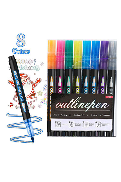 Choice ٨ أقلام تلوين معدنية، ١٢ لونًا لامعًا، أقلام بخط مزدوج، أقلام رسم لامع...