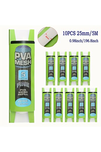 Choice 10 قطع 25 مم، 10 قطع 5 أمتار، شبكة صيد PVA، كيس صيد PVA، شبكة قابلة لل...