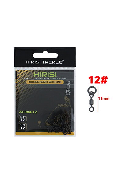 HIRISI مقاس 12، 20 قطعة، حلقات دوارة صلبة سريعة التغيير لصيد الأسماك، مزودة ب...