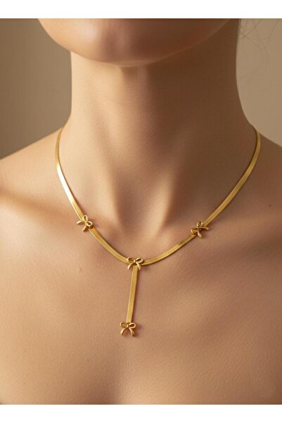 Stilbenim قلادة فيونكة ذهبية من الفولاذ