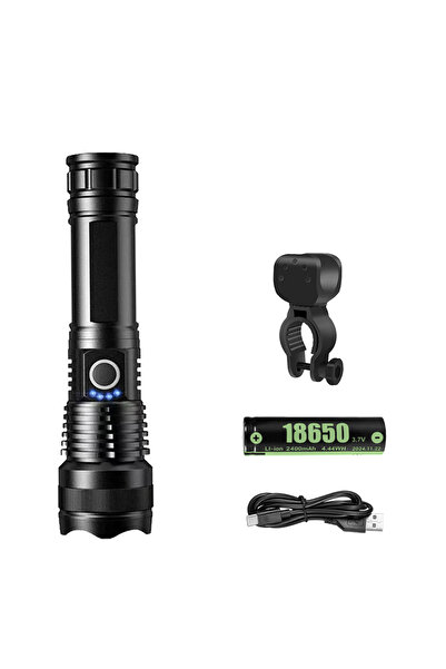 Choice مصباح أمامي قوي للدراجة مزود ببطارية 18650، قابل لإعادة الشحن عبر منفذ...