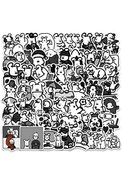 Choice 62PCS 62pcs Black White Ins Puppy Stickers Cute Cartoon Dog Decal DIY ...