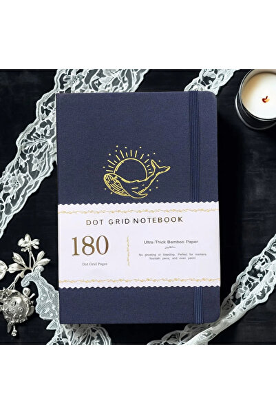 Choice A5 Navy Blue BUJO Dot Grid Journal A5 – Hardcover Notebook with Silver...