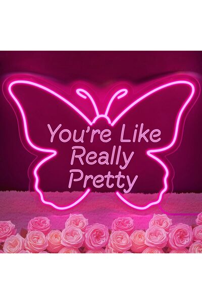 Slasa لافتة نيون "أنتِ جميلة جدًا" مقاس 43 × 31 سم، ديكور LED وردي