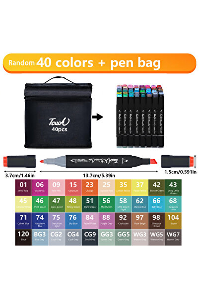 Choice مجموعة 40 قلم تلوين كحولي برأسين، أقلام تلوين فنية احترافية دائمة للأطفال