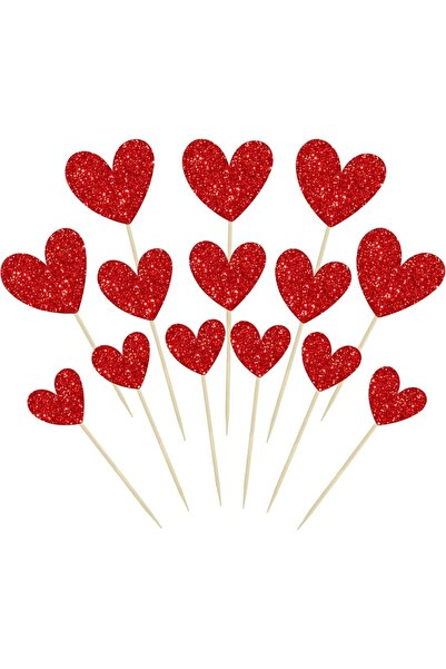 Choice Red 24Pcs Red Glitter Heart Cupcake Toppers, Valentine's Day & Wedding...