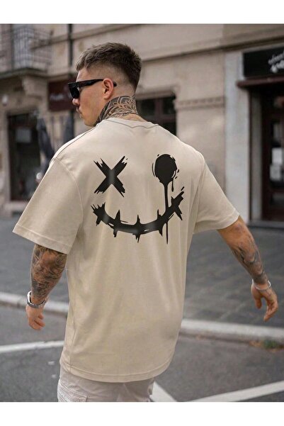 EYAX MODA Tricou UNISEX cu imprimeu, supradimensionat, cu guler rotund, EYAXD...