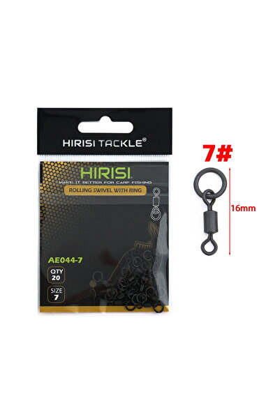HIRISI مقاس 7، 20 قطعة، حلقات دوارة صلبة سريعة التغيير لصيد الأسماك، مزودة بم...