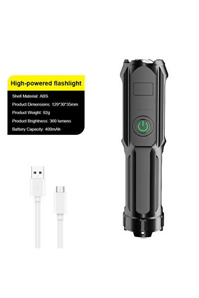 Choice مصباح يدوي LED أسود قابل لإعادة الشحن بقوة 14500 واط، قطعة واحدة، للتخ...