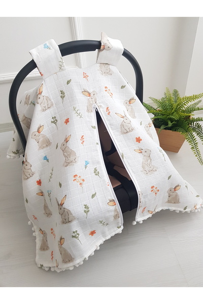 artıbebe غطاء عربة أطفال من الموسلين بسحاب ونقشة من القطن بنسبة 100% من تافسانلي