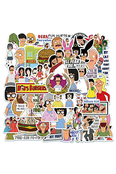 Choice ٥٠ قطعة من ملصقات بوبز برجر، ملصقات كرتونية مضحكة، لعبة ملصقات، دفتر ق...