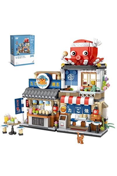 Choice 722Pcs With Box 722PCS Japanese Street View Takoyaki Store MOC Constru...