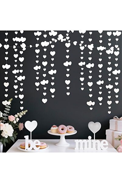 Choice قطعة واحدة من لافتة ورقية معلقة على شكل قلب أبيض بطول 4 أمتار/13 قدمًا...