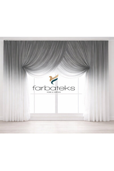 farbateks Γκρι ανθρακί καπνιστό τούλι με χρωματική αλλαγή από πάνω διπλό πέτο...