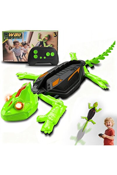 Choice لعبة سحلية خضراء تعمل بالتحكم عن بعد، مزودة بعيون LED، لعبة تسلق جدران...