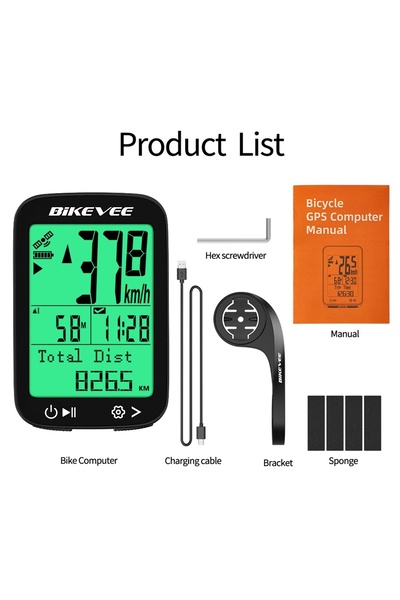 Choice BKV-3009GN-B GPS Cycling Computer MPH KM/H Waterproof Wireless Bike Co...