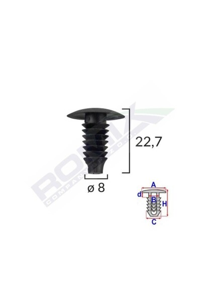 ROMİX Κλιπ ταπετσαρίας για Bmwopelgrup Vag 8X227Mm - Μαύρο σετ 10 τεμαχίων