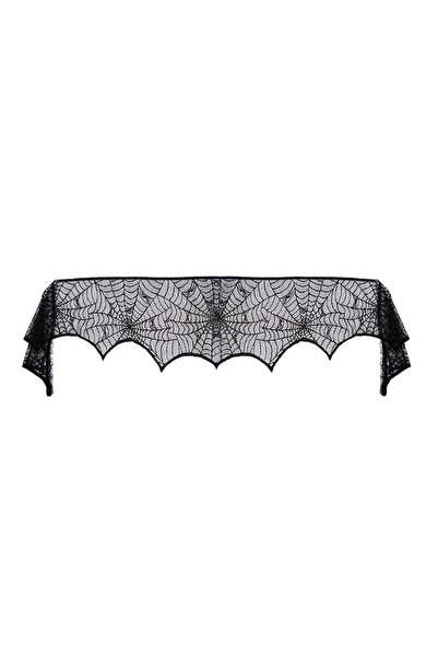 Choice 1pc 1/2pcs-Halloween fireplace cloth black lace Halloween table runner...