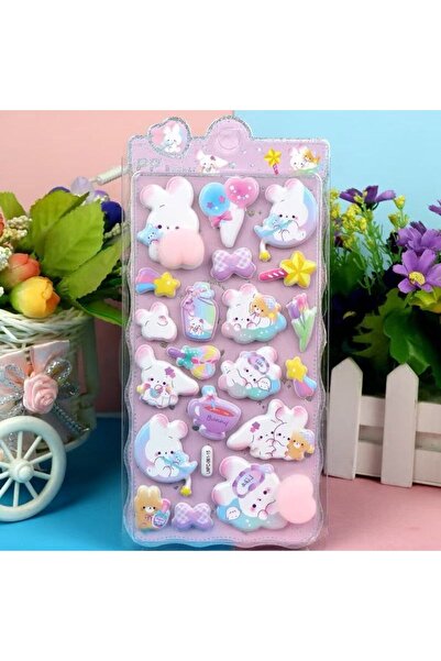 Choice ملصقات أرنب-15، ورقة واحدة، ملصقات ثلاثية الأبعاد لطيفة على شكل مؤخرة ...