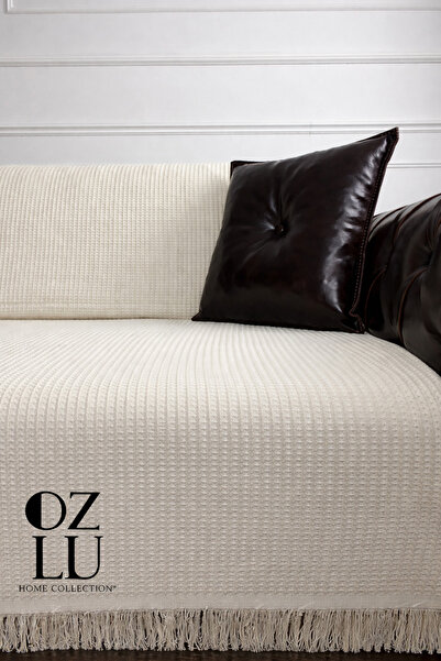 Özlü Home Petek Desen Koltuk/Çekyat Örtüsü çok Amaçlı 170×220 EKRU