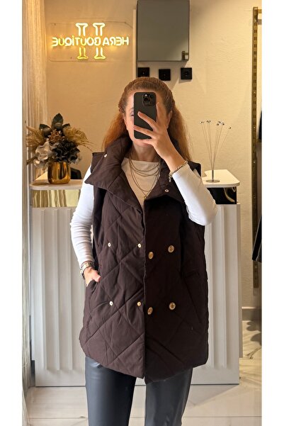 HERA Kapitone yelek kahverengi