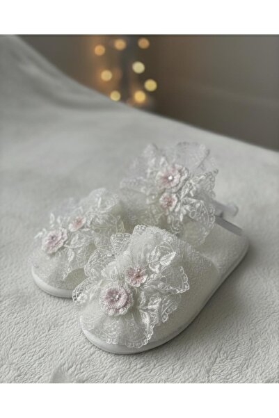 Eda Baby Imported Lace Maternity Elegance Slippers and Crown Set