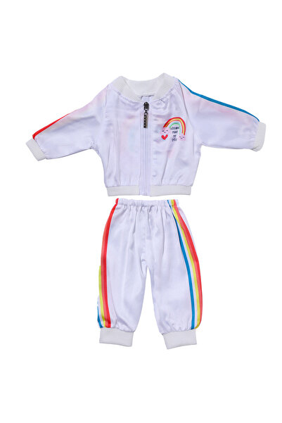 Choice بدلة رياضية بيضاء لطيفة بألوان قوس قزح لدمية أمريكية مقاس 18 بوصة، ملا...